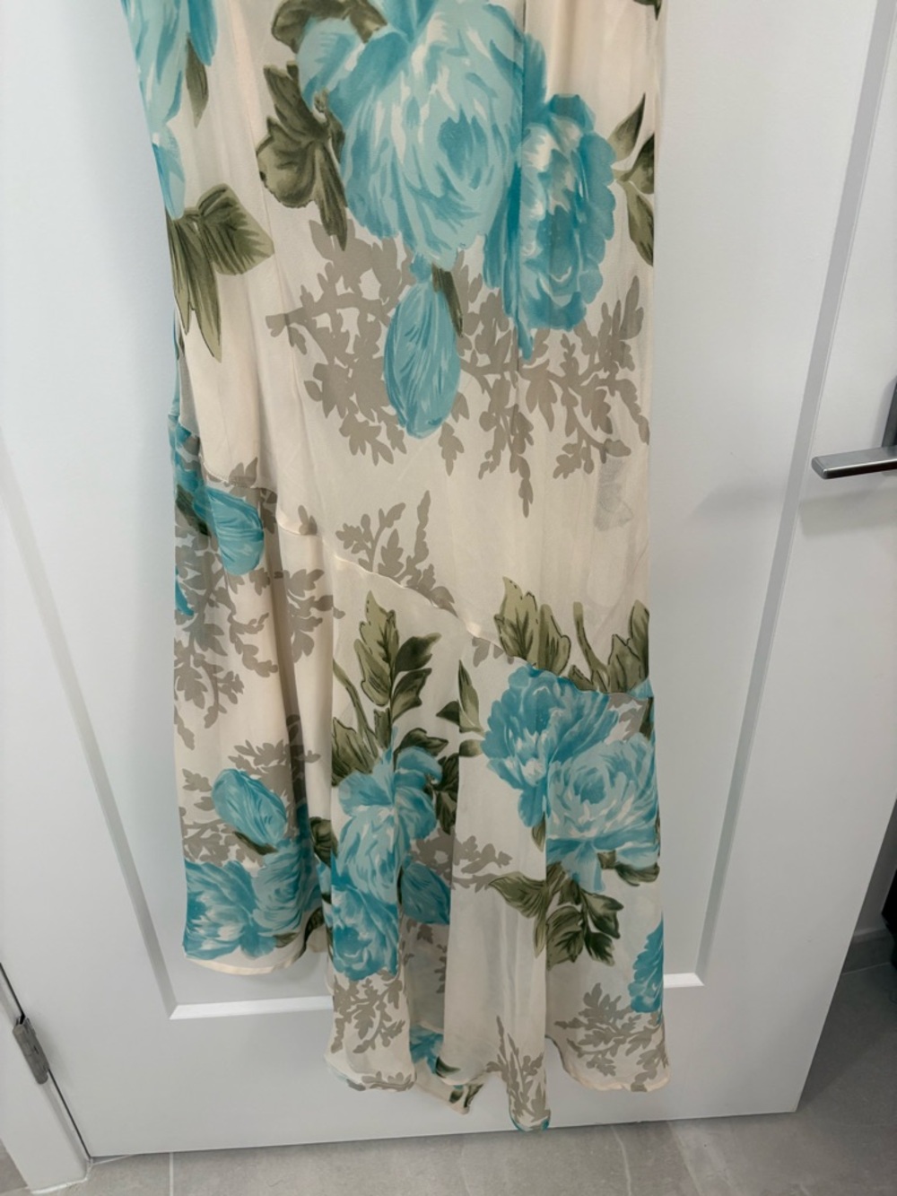 Vintage Y2K Beaded Floral Cowlneck Handkerchief Dress Barn Midi Dress Size Large - Picture 8 of 11
